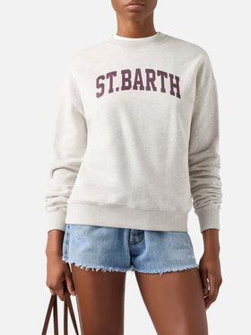 Stardust Rundhals-Sweatshirt aus grauer Baumwolle mit St. Barth-Print 