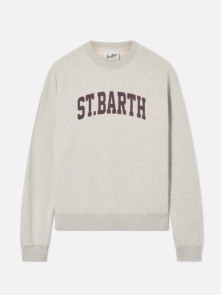 Stardust crewneck sweatshirt in grey cotton with St. Barth print