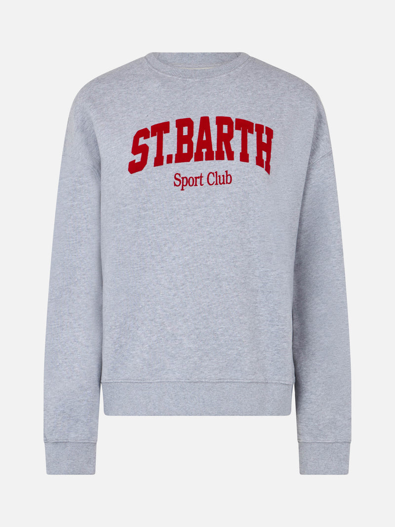 Woman grey fleeced cotton sweatshirt Stardust