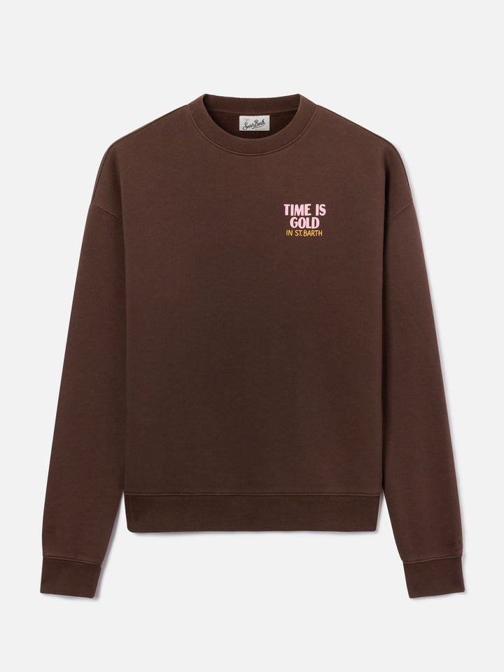 Braunes Stardust-Sweatshirt mit Time Is Gold-Print 