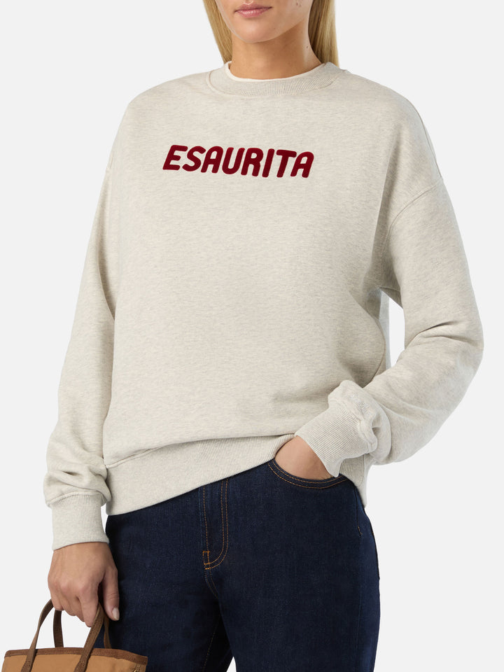 Graues Stardust-Sweatshirt mit Esaurita-Flockprint 