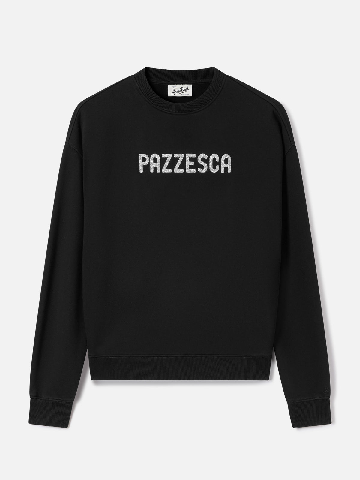 Schwarzes Stardust-Sweatshirt mit Pazzesca-Glitzerprint 