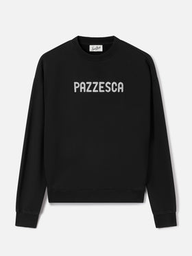 Schwarzes Stardust-Sweatshirt mit Pazzesca-Glitzerprint 