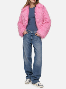 Chaqueta corta de pelo rosa Sully 