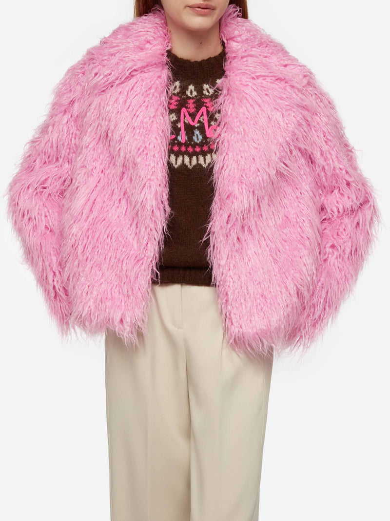 Pink furry short jacket Sully