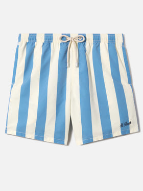 Syros swim shorts with white and light blue stripes