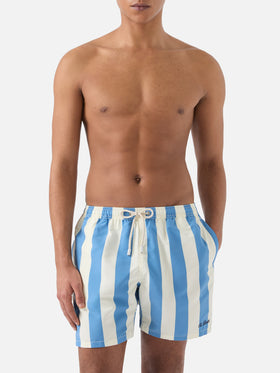 Syros swim shorts with white and light blue stripes