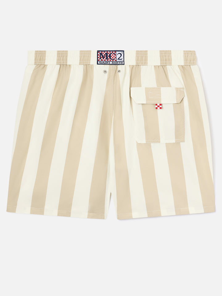 Costume mare Syros a righe bianche e beige