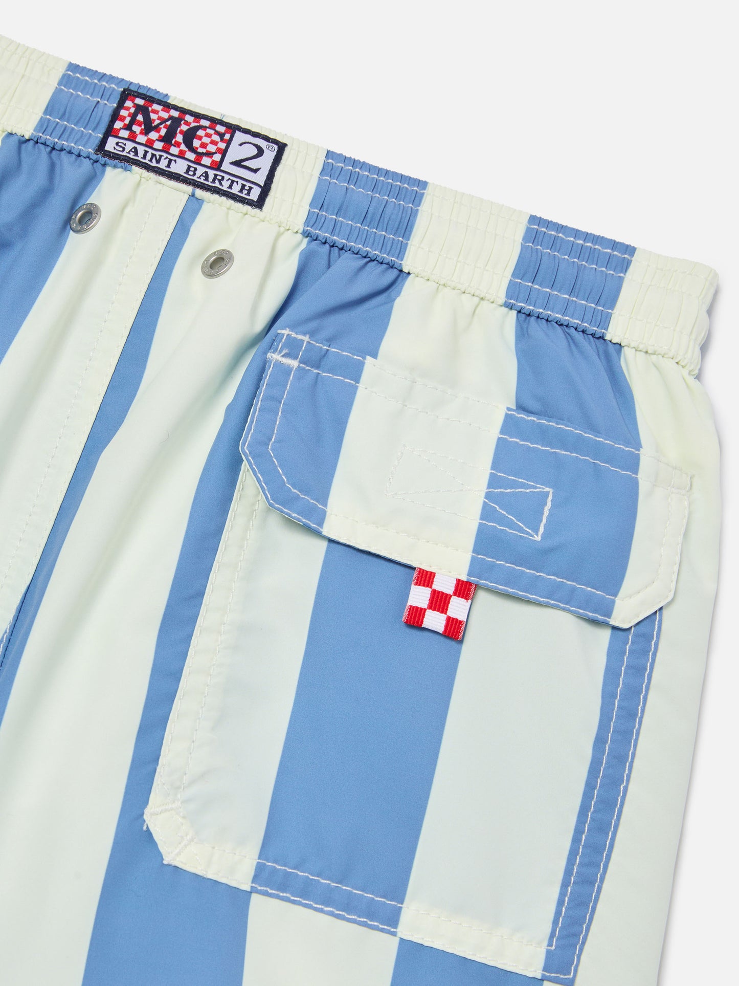 Costume Syros Jr a righe larghe con ricamo St. Barth