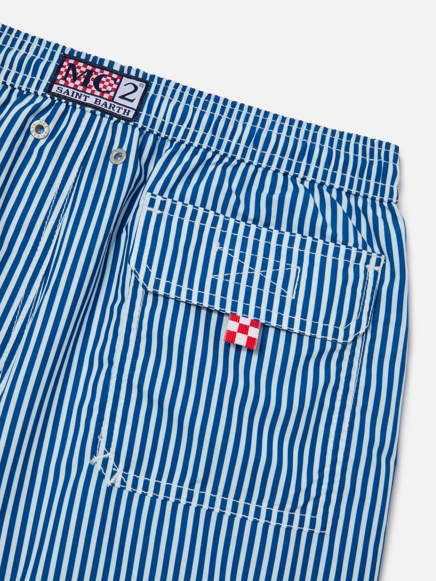 Costume Syros Jr a righe sottili con ricamo St. Barth