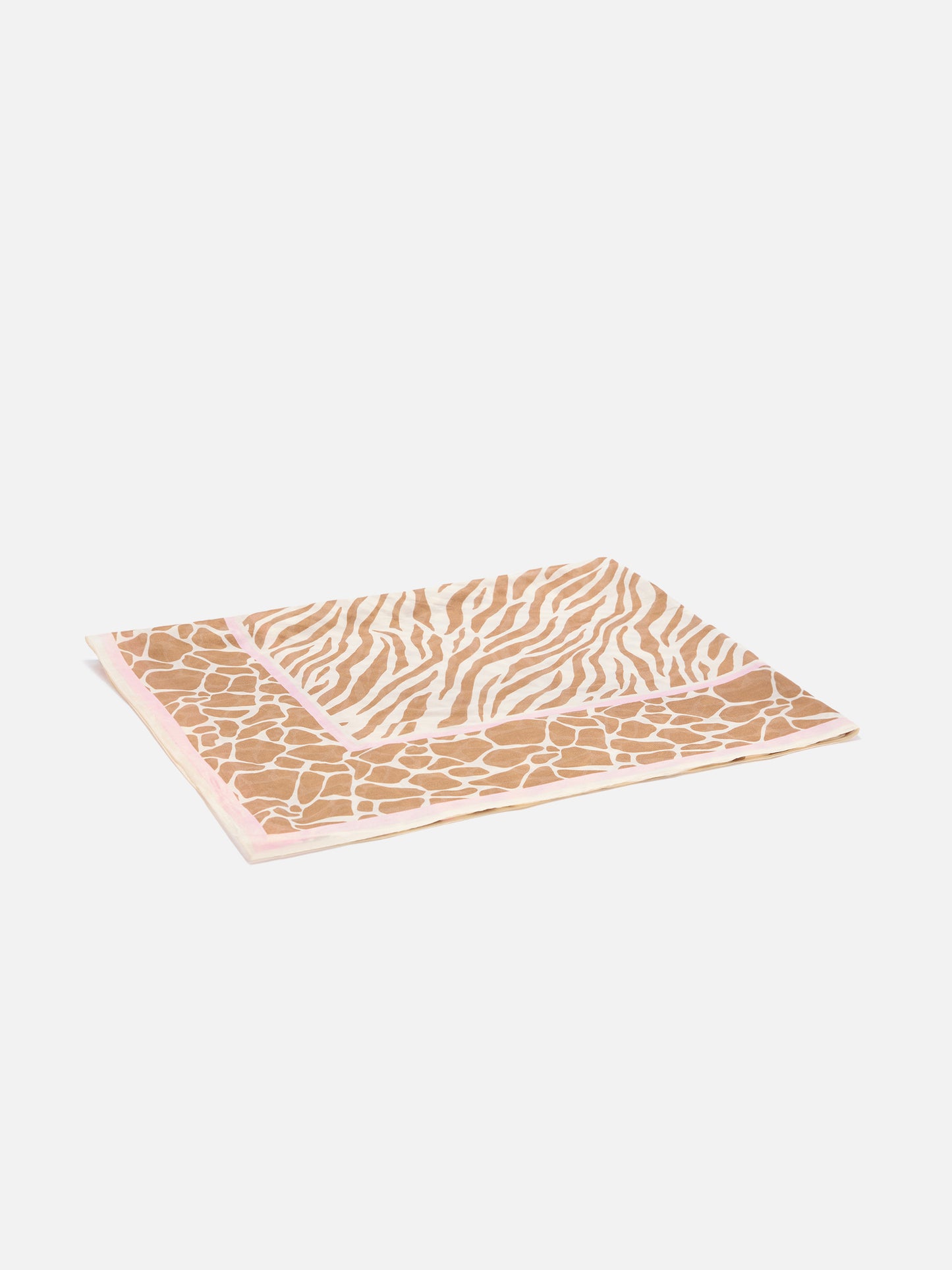 Pareo largo Thaiti en mezcla de seda con estampado animalier de cebra marrón 