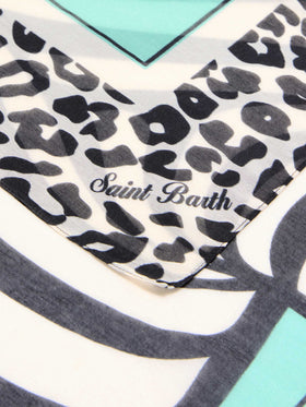 Thaiti long pareo in silk blend with savanna print