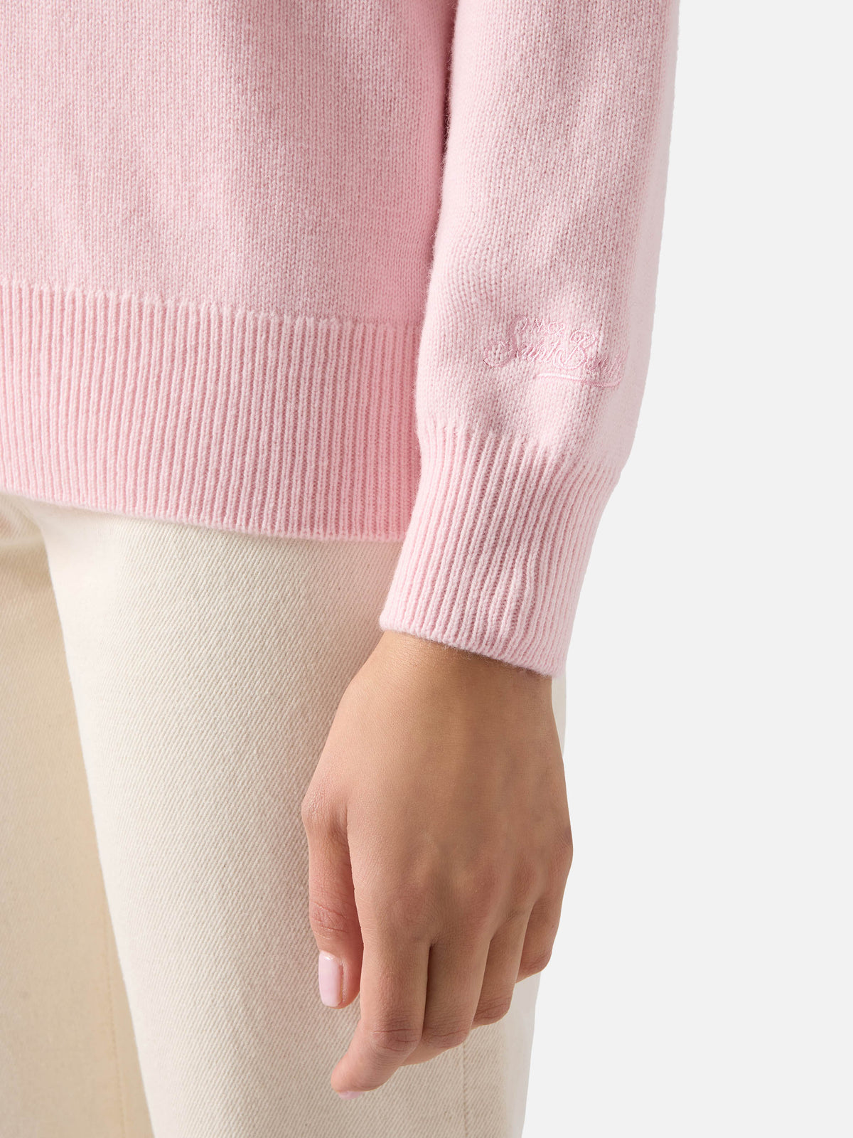 Pull ras-du-cou Pink Tessa en mélange de laine et cachemire avec intarsia Snoopy | Special edition 