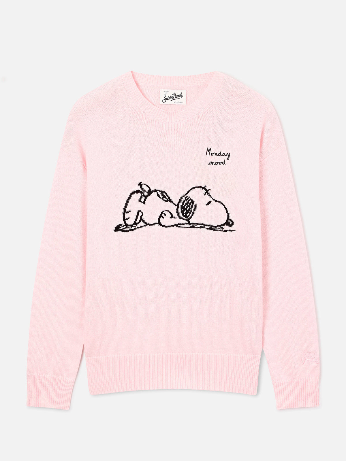 Pull ras-du-cou Pink Tessa en mélange de laine et cachemire avec intarsia Snoopy | Special edition 
