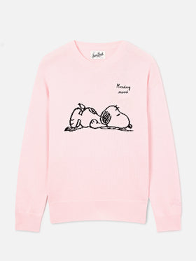 Pull ras-du-cou Pink Tessa en mélange de laine et cachemire avec intarsia Snoopy | Special edition 