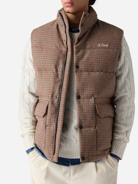 Down padded vest Thunder with pied de poul print