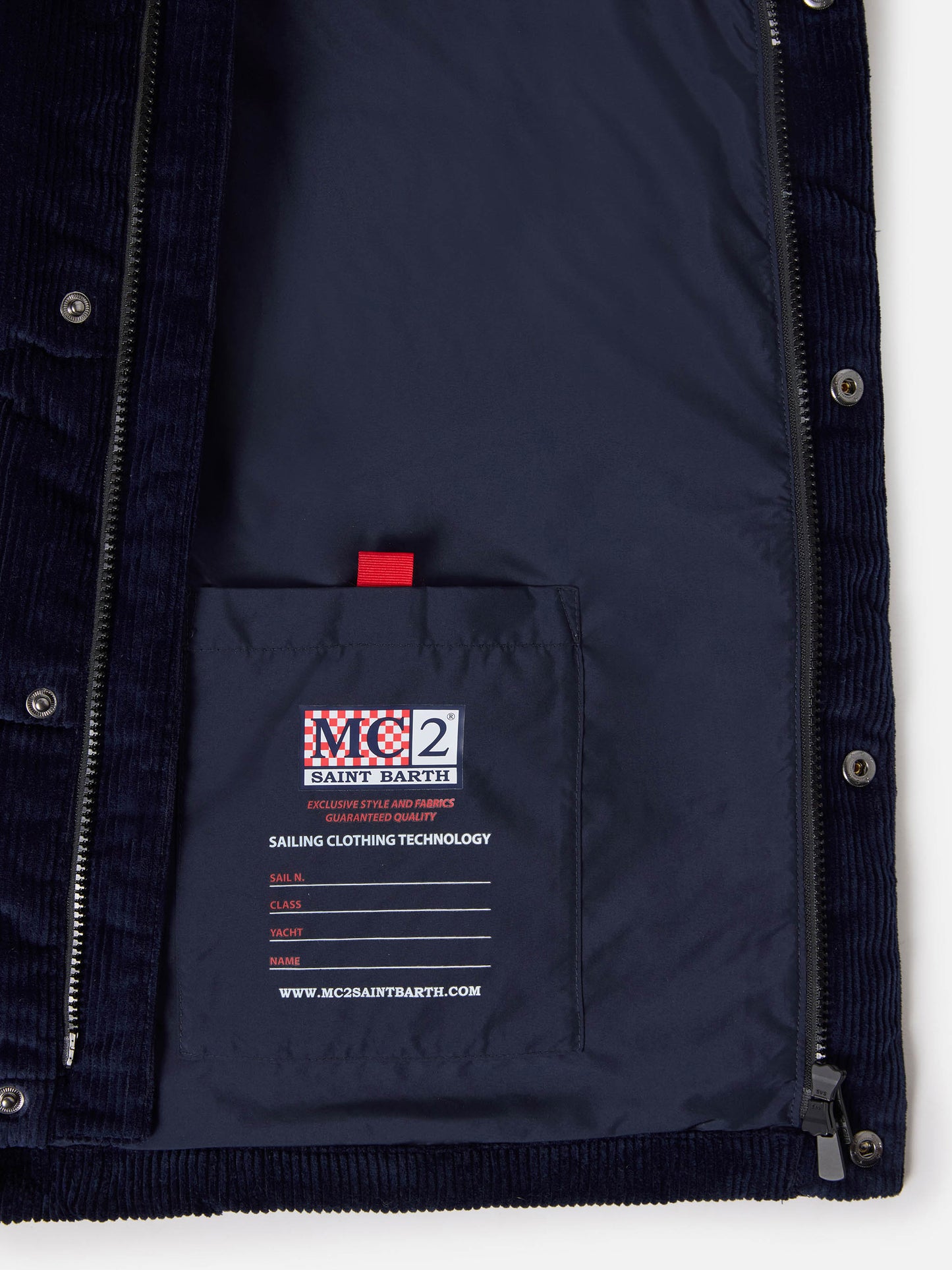 Gilet imbottito in piuma Thunder in corduroy blu navy