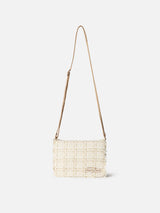 Borsa a tracolla in tweed bianco Tita con ricamo Saint Barth