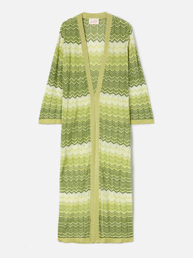 Green Tonia long cardigan in knit