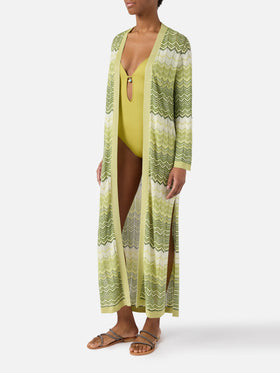 Green Tonia long cardigan in knit