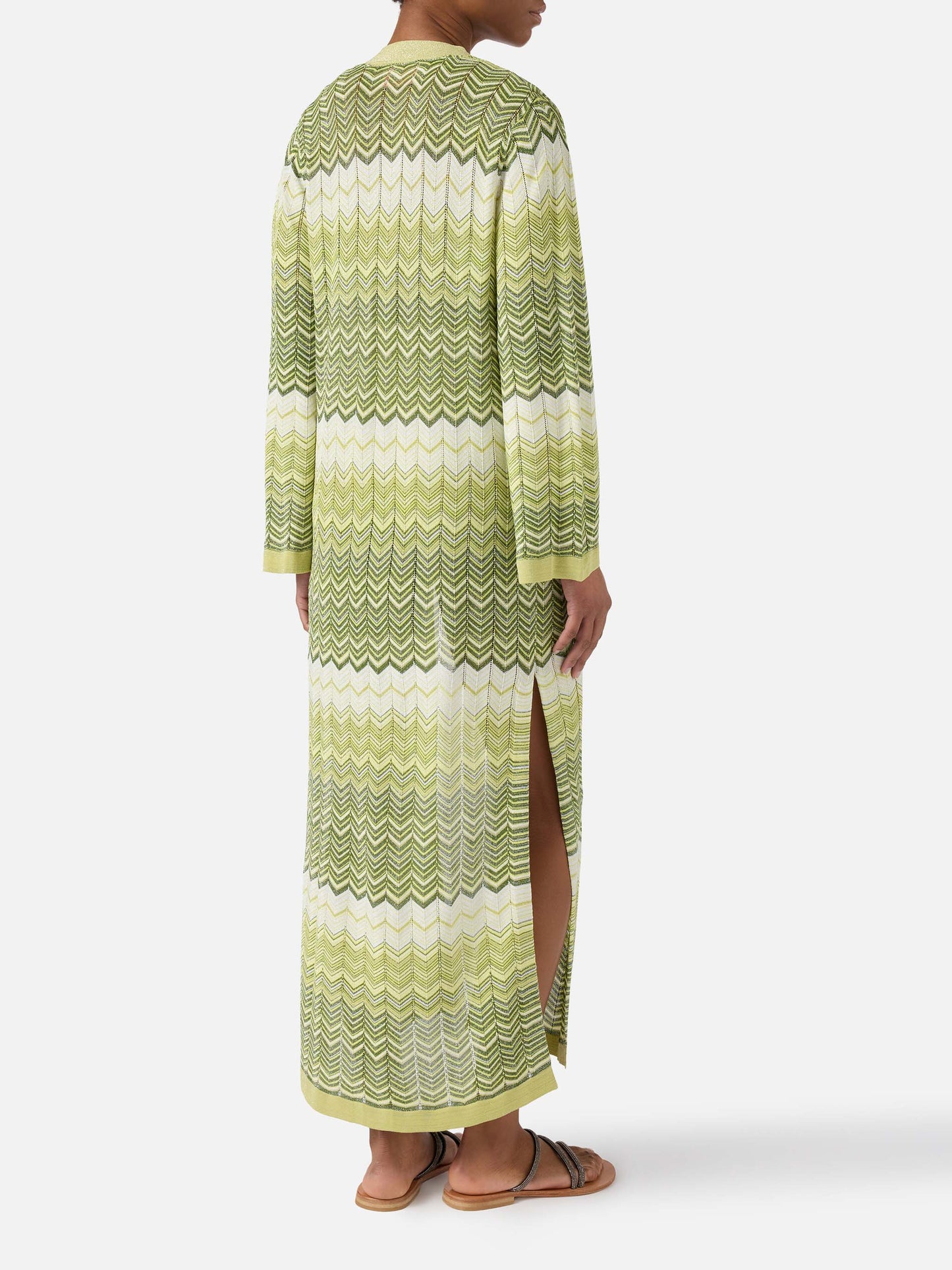 Green Tonia long cardigan in knit