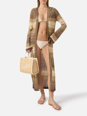 Brown Tonia long cardigan in knit