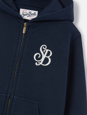 Navy blue Toronto cotton blend hoodie with SB Legacy monogram