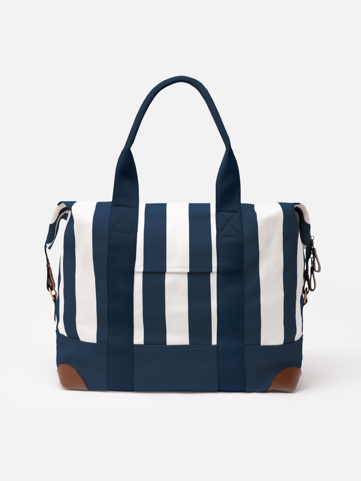 Travel Duffel Bag in canvas di cotone con stampa a righe blu