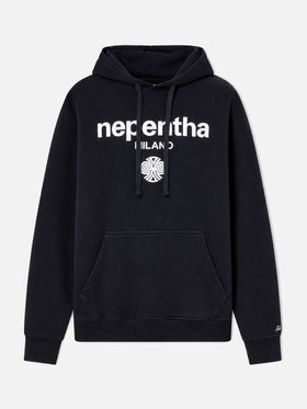 Felpa Tribeca in cotone nero con cappuccio e stampa Nepentha | NEPENTHA SPECIAL EDITION