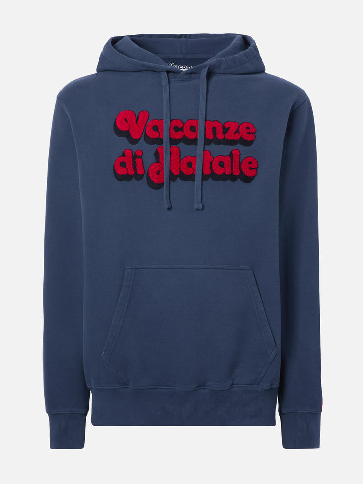 Blaue Tribeca Hoodie aus Baumwolle mit Vacanze di Natale-Stickerei | VACANZE DI NATALE SPECIAL EDITION 