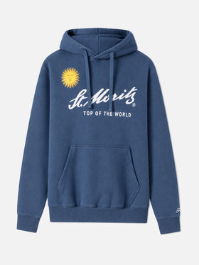 Sweat à capuche Tribeca en coton bleu avec imprimé St. Moritz | ST. MORITZ TOP OF THE WORLD 