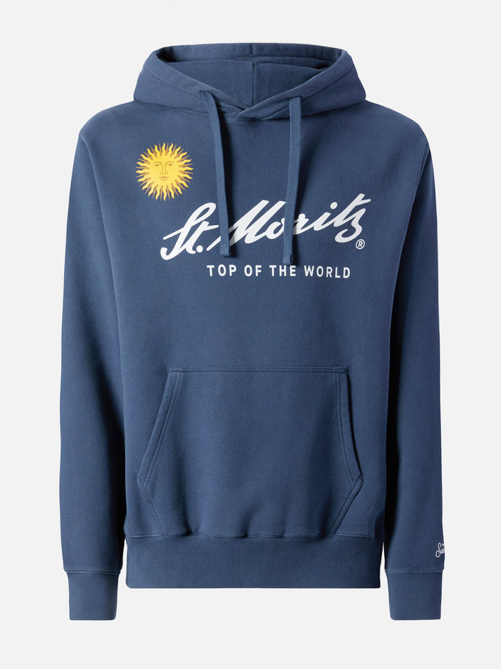 Blauer Tribeca Hoodie aus Baumwolle mit St. Moritz-Print | ST. MORITZ TOP OF THE WORLD 