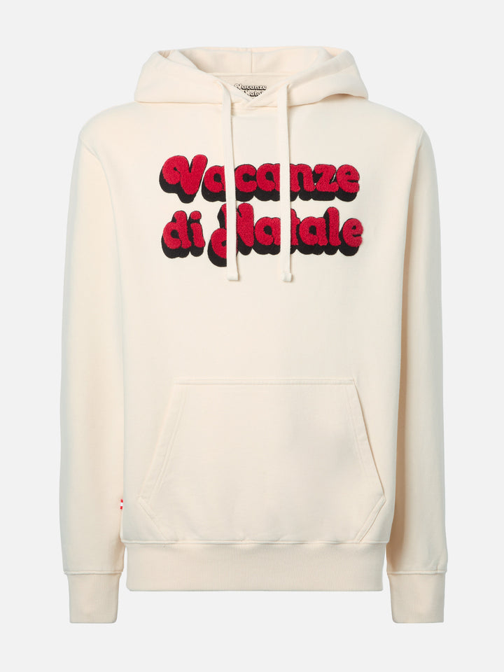 Weißer Tribeca Hoodie aus Baumwolle mit „Vacanze di Natale“-Stickerei | VACANZE DI NATALE SPECIAL EDITION 