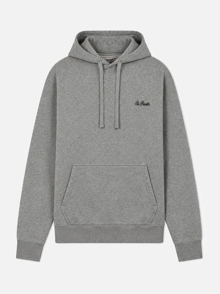Tribeca Sweatshirt aus Baumwolle in einfarbigem Grau-Melange mit Logostickerei 