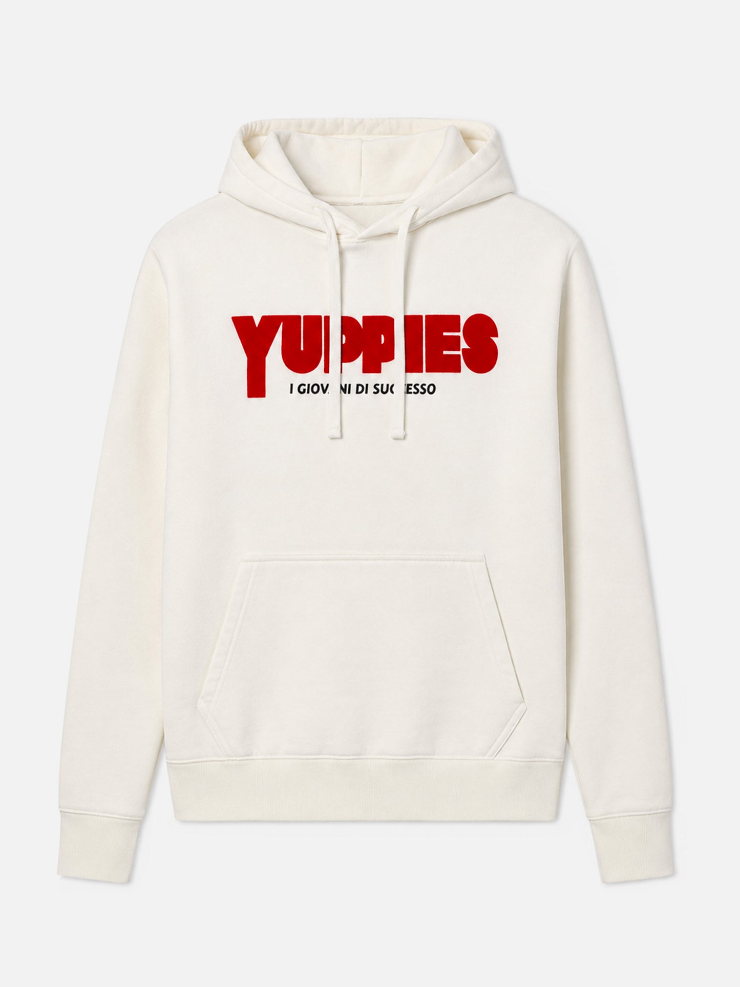 Weißer Tribeca Hoodie aus Baumwolle mit Yuppies-Flockprint | YUPPIES SPECIAL EDITION 