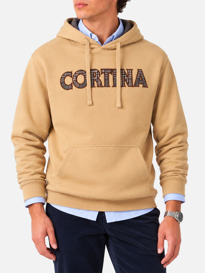 Tribeca beige hoodie with Cortina patch