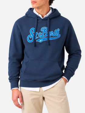Felpa Tribeca cappuccio patch spugna blu