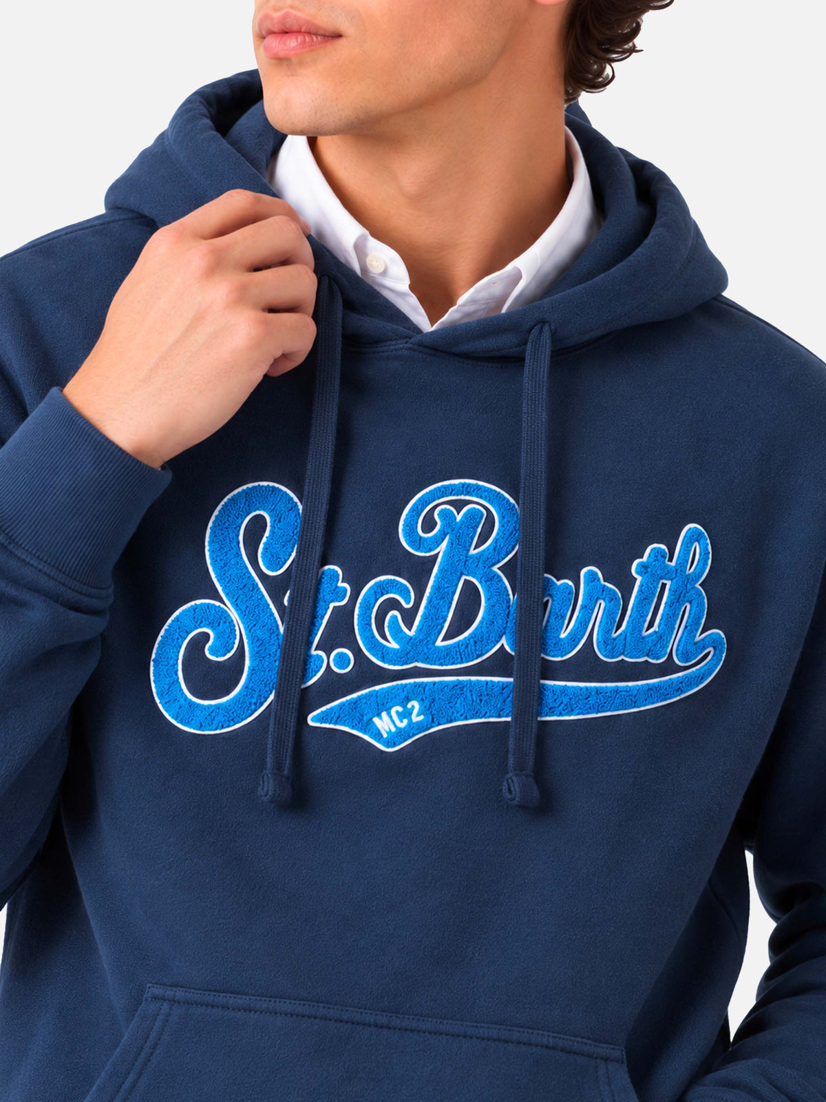 Felpa Tribeca cappuccio patch spugna blu