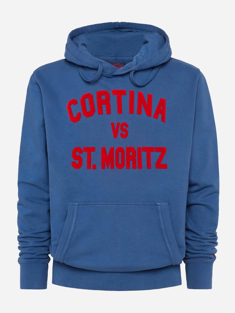 Felpa in pile di cotone Tribeca con stampa Cortina vs St. Moritz