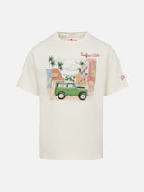 Boy cotton t-shirt with Venice placed print and Surfin USA embroidery