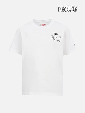 T-shirt da bambino in cotone con stampa Snoopy e ricamo St. Barth Pirate | EDIZIONE SPECIALE SNOOPY PEANUTS