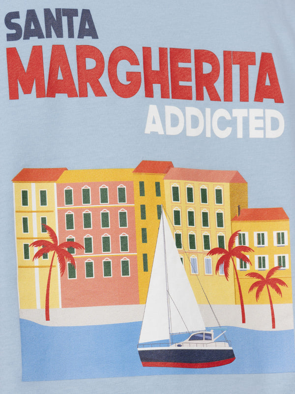 Boy cotton t-shirt with Santa Margherita addicted postcard print