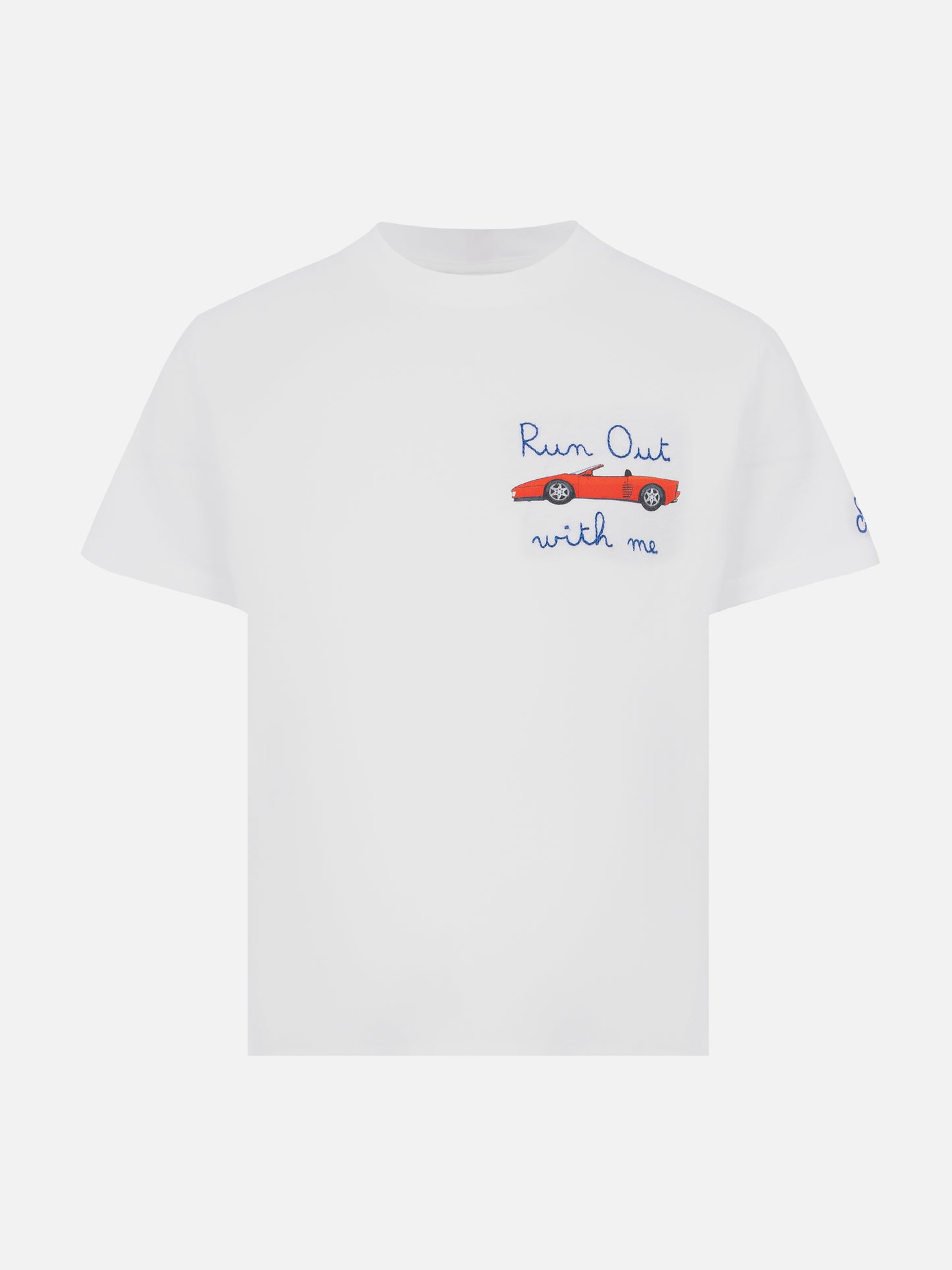 Cotton t-shirt with Run out with me embroidery