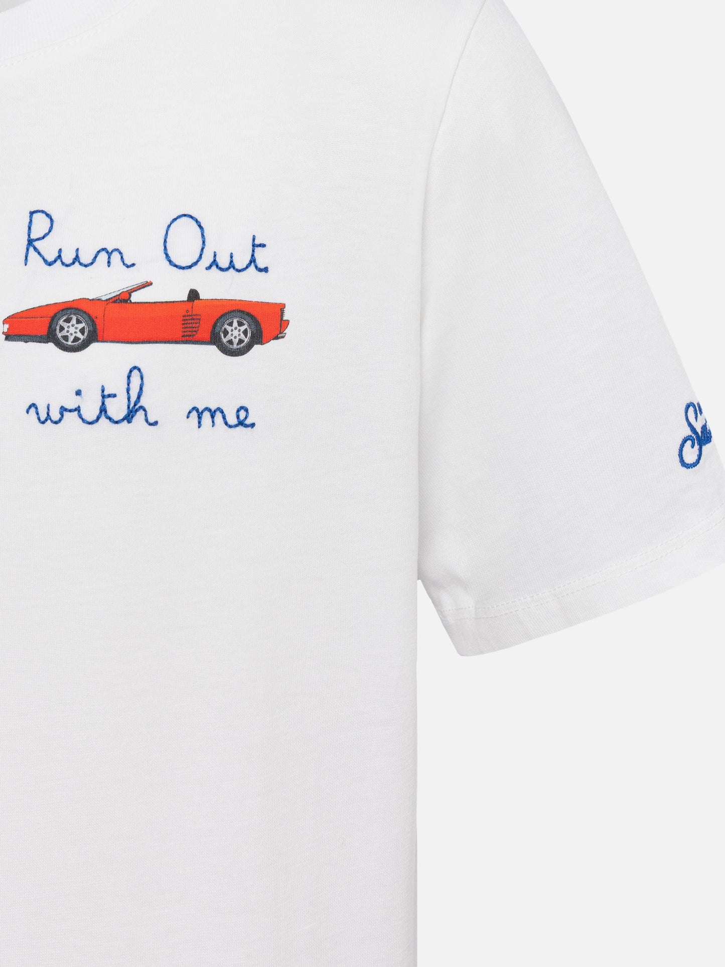 Cotton t-shirt with Run out with me embroidery