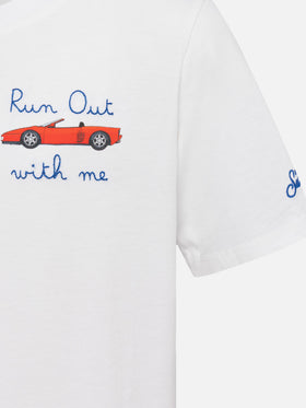 Cotton t-shirt with Run out with me embroidery
