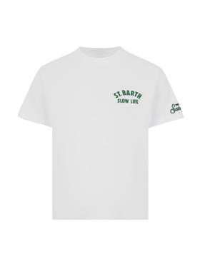Cotton t-shirt with Saint Barth relaxed life print