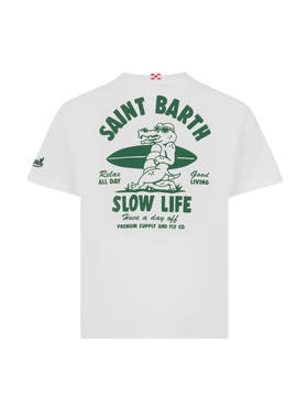 Cotton t-shirt with Saint Barth relaxed life print