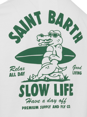 Cotton t-shirt with Saint Barth relaxed life print