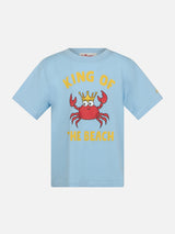 Boy cotton t-shirt with King of the Beach crab print