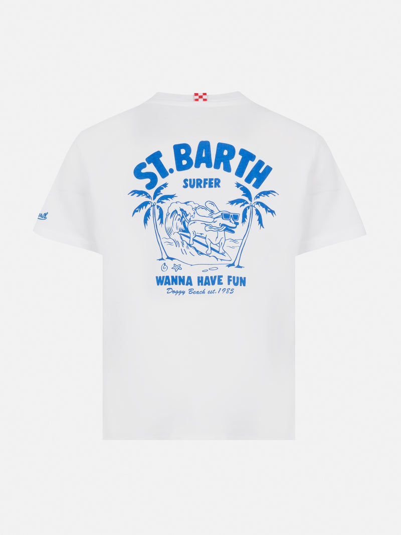 Cotton t-shirt with St. Barth surfer print